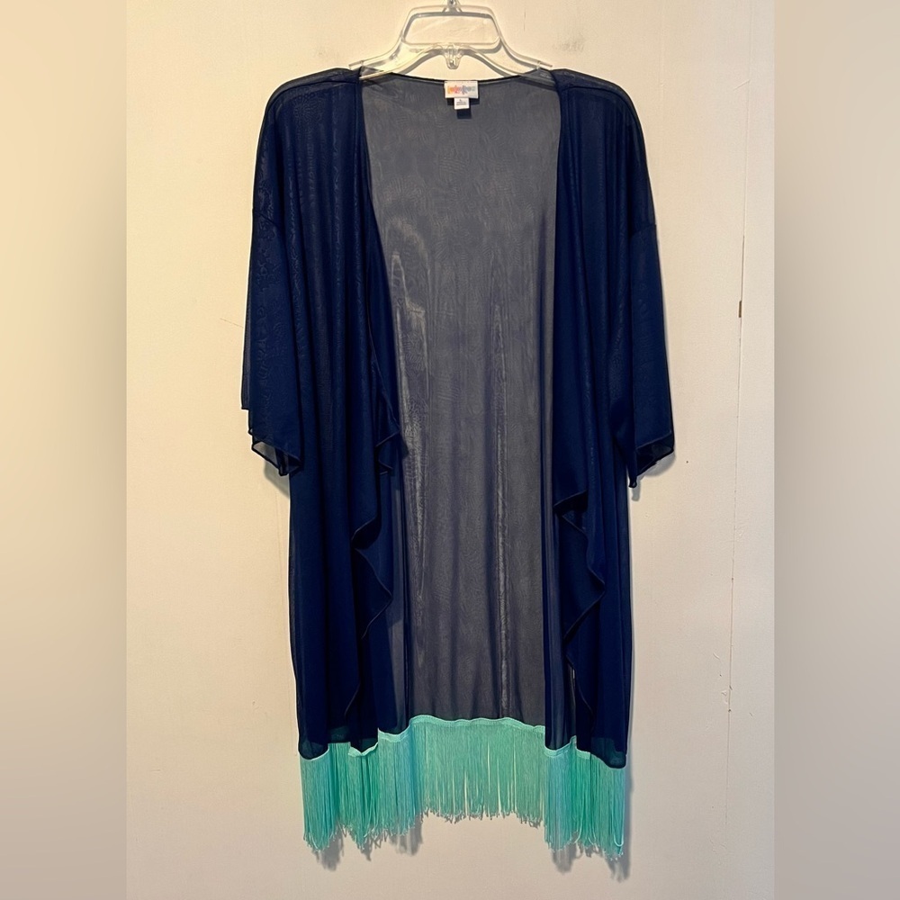 Lula Roe Sheer Cover Up Shawl with Fringe J22